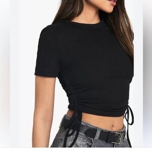 Zara Black Side Ties Ribbed Shirt- Medium